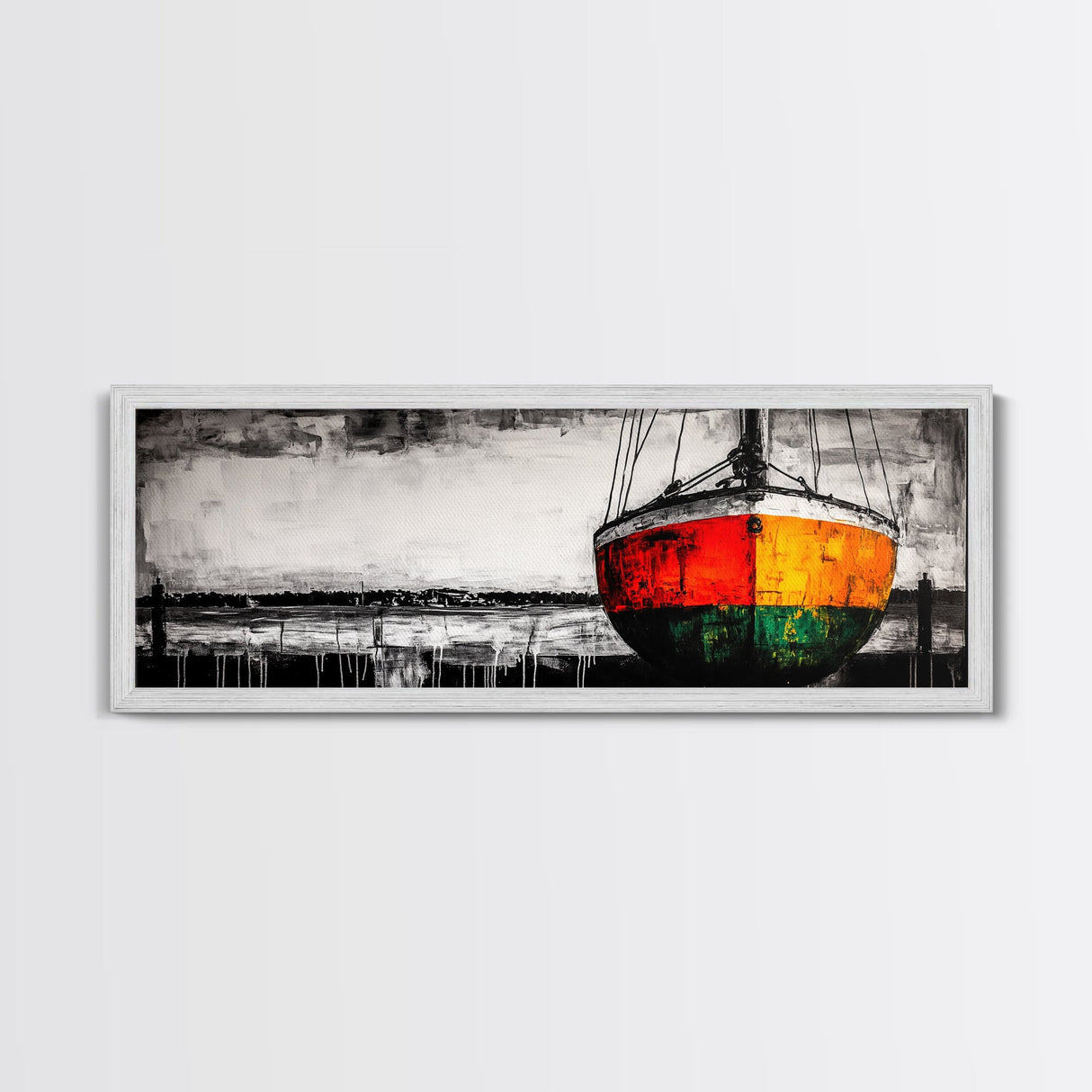 Vibrant Sailboat, Nautical Wall Art, Coastal Decor, Bold Colorful Art, Ocean Theme, Large Statement Piece, Framed Canvas Print, Beach House Art