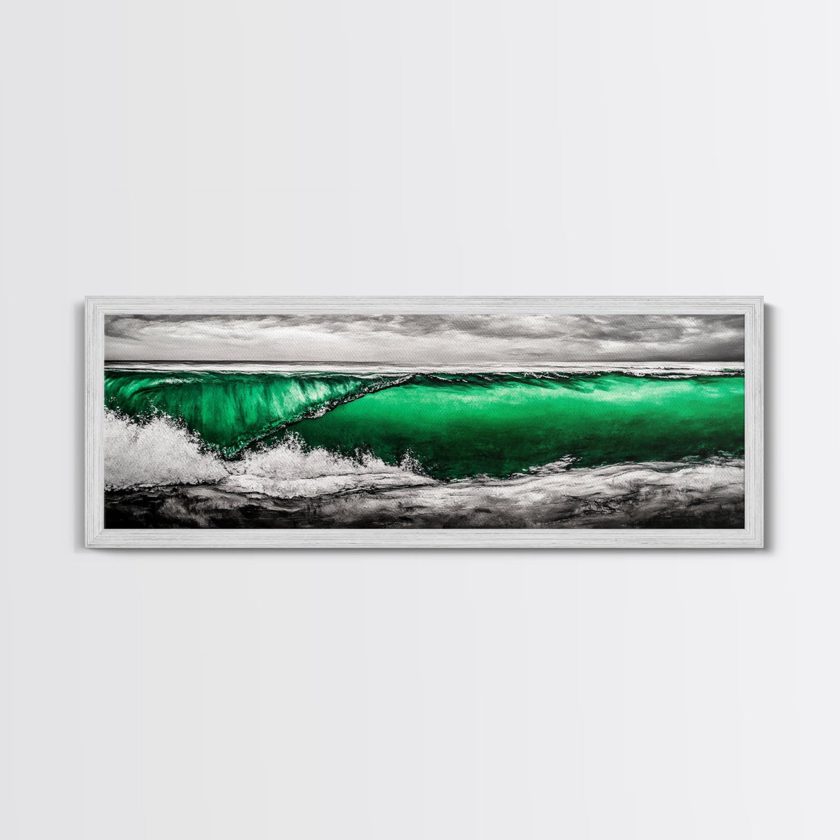 Emerald Wave, Ocean Wall Art, Coastal Decor, Beach Aesthetic, Modern Seascape, Large Wall Art, Framed Canvas Print, Office Art
