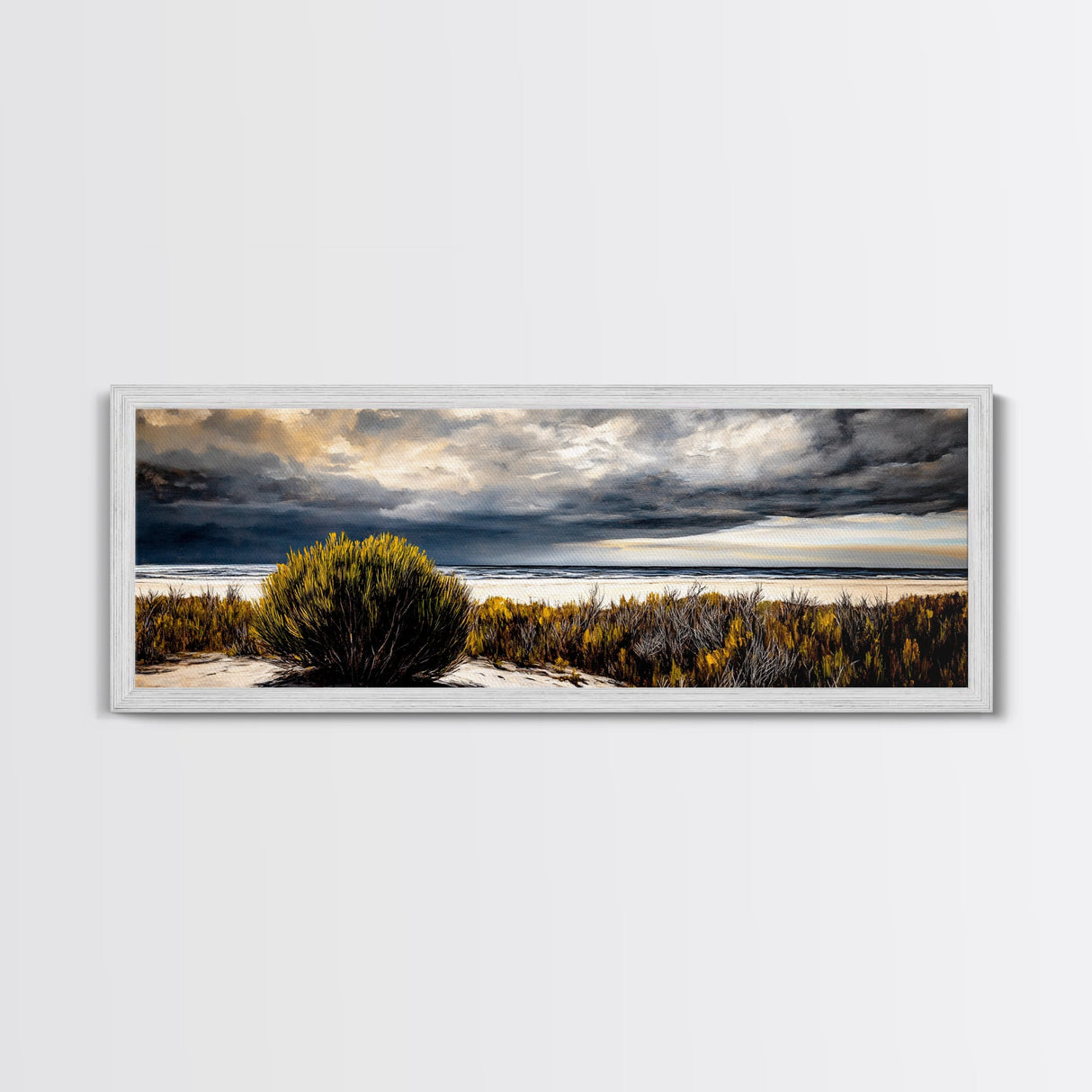 Stormy, Coastal Landscape, Seascape, Beach, Framed Canvas Print, Large Wall Art, Modern Painting, Ocean Decor, Bedroom Wall Art, Moody Art