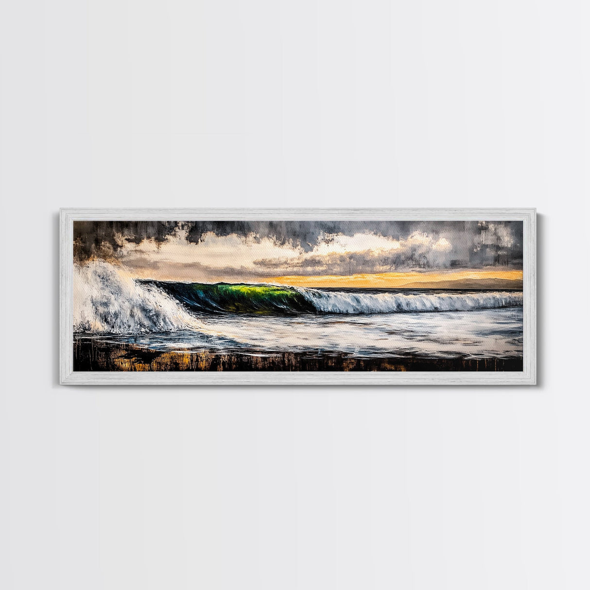 Sunset Ocean Wave, Dramatic Seascape Art, Coastal Home Decor, Bold Nature Painting, Tropical Wall Art, Beach House Canvas Print