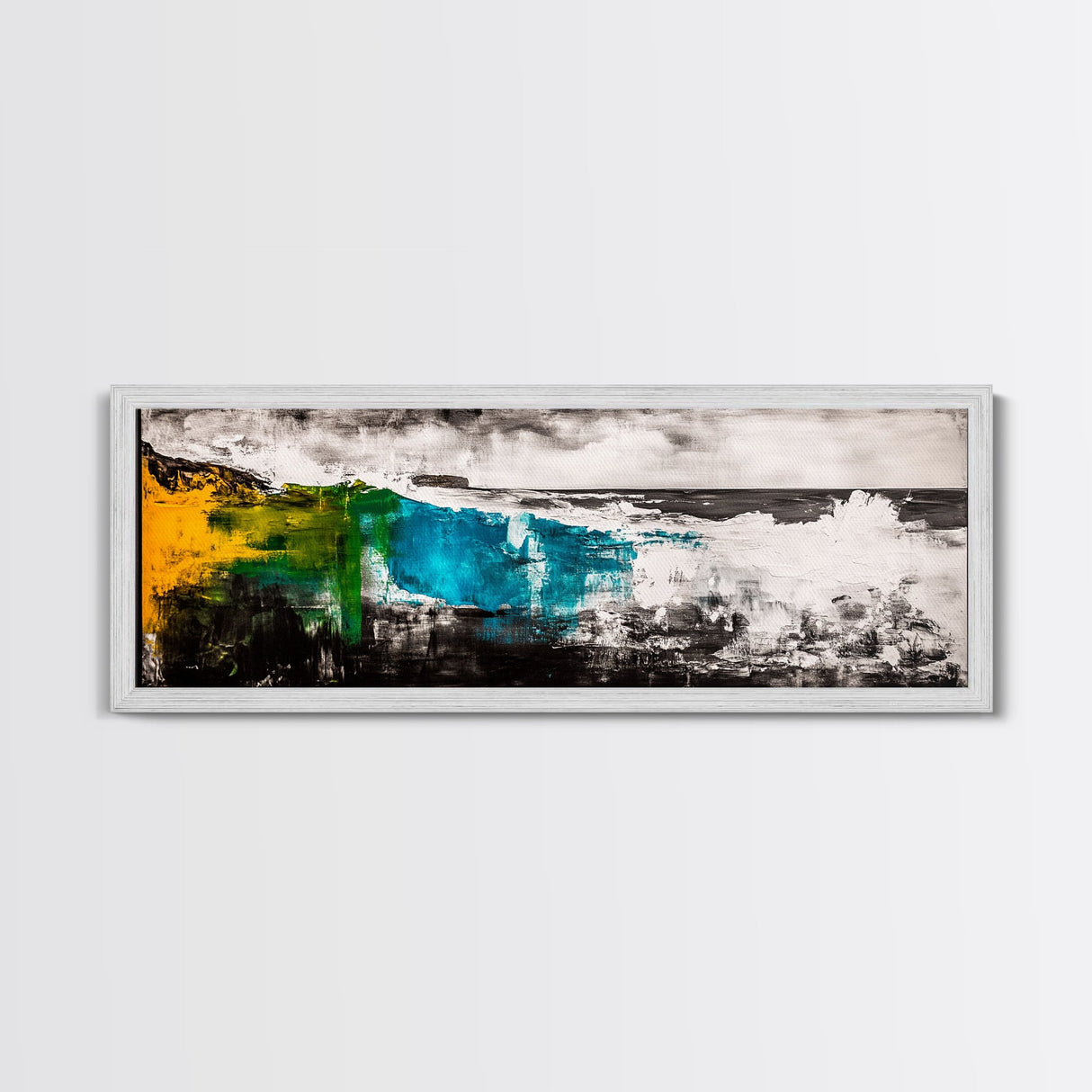 Abstract Ocean Wave, Colorful Coastal Painting, Modern Nautical Wall Art, Bold Seascape Print, Vibrant Beach Decor, Framed Canvas Print