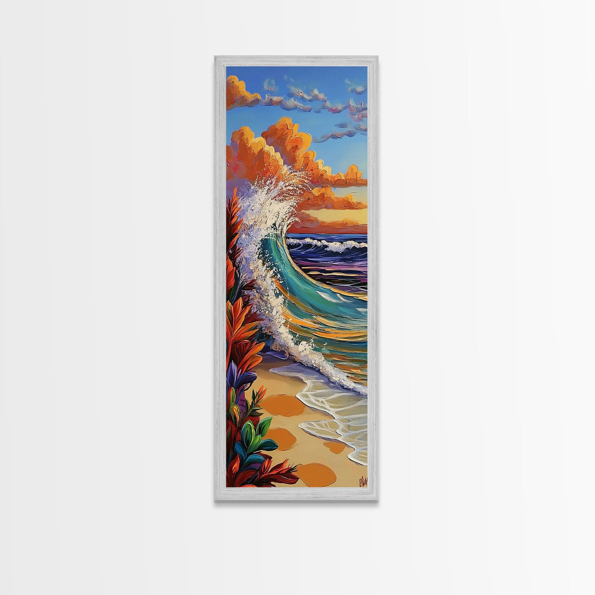 Sunset, Ocean, Wave, Surf, Canvas Print, Coastal Wall Art, Tropical Beach Painting, Bathroom Decor, Boho Nautical Vibes