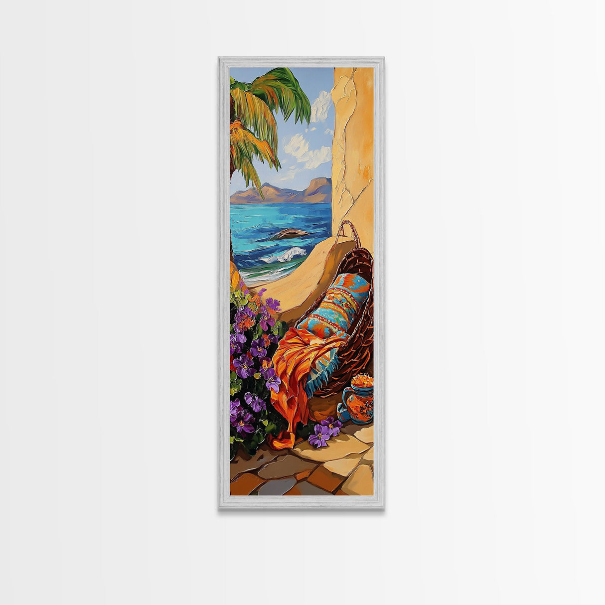 Hammock, Ocean, Palm Tree, Relaxing Coastal Hammock Canvas Print, Boho Summer Art, Seaside Retreat Wall Decor, Bedroom or Lounge