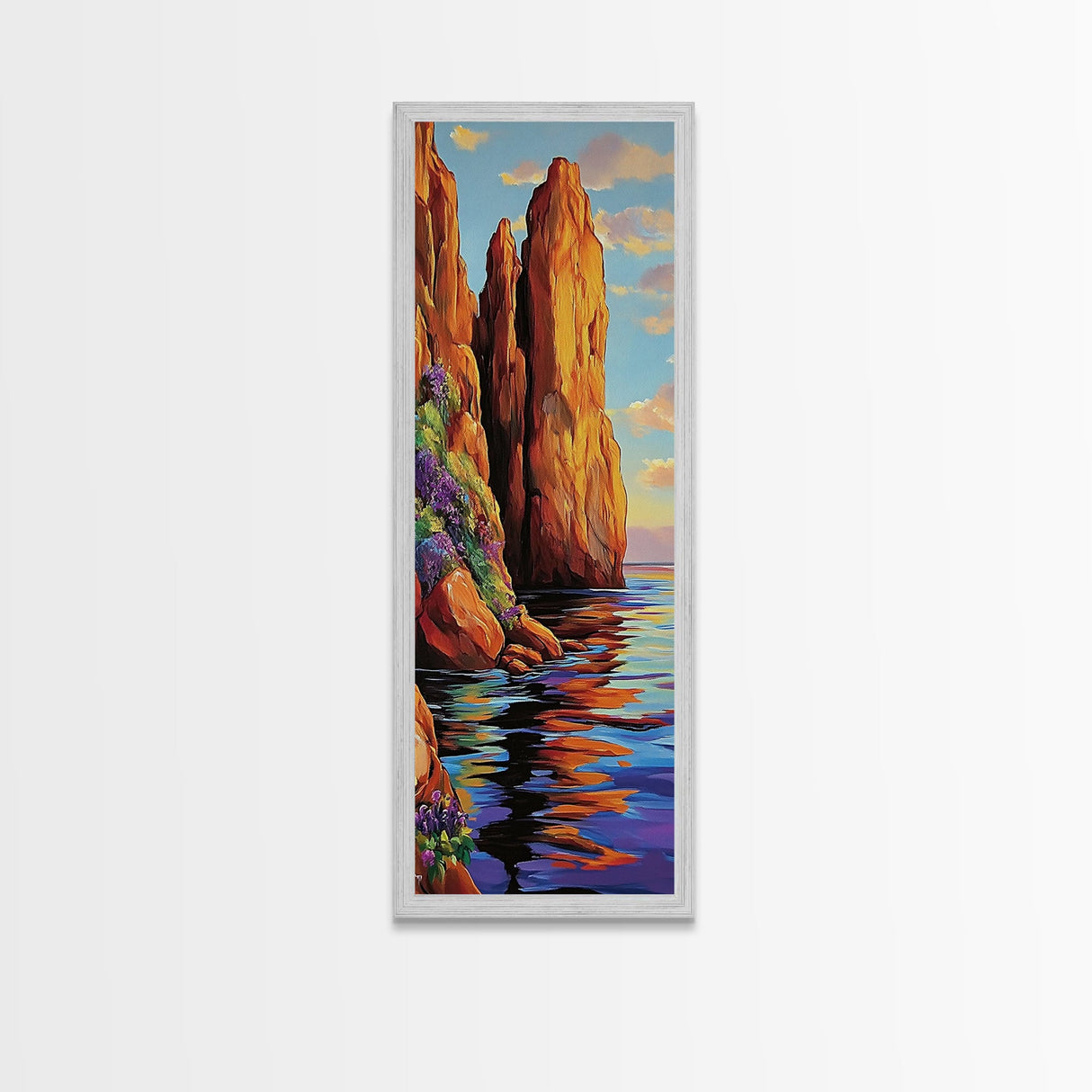 Cliffs, Ocean, Sunset, Majestic Seaside Rock Canvas Print, Bold Coastal Wall Art, Nature Lover Decor, Living Room or Office Art