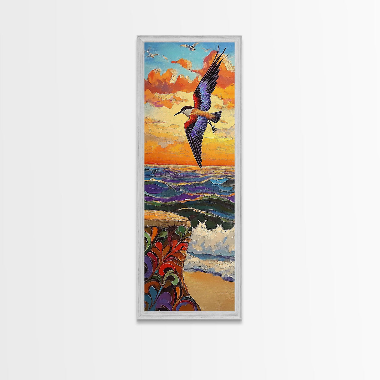 Bird Ocean, Flight, Canvas Print, Coastal Wildlife Wall Art, Nature Inspired Decor, Sunset Seascape, Beach House Accent Piece