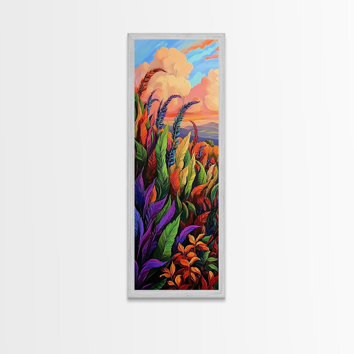 Leaves Sunset, Fall, Nature, Canvas Print, Autumn Wall Art, Colorful Landscape Decor, Cozy Living Room Accent, Botanical Fall Painting