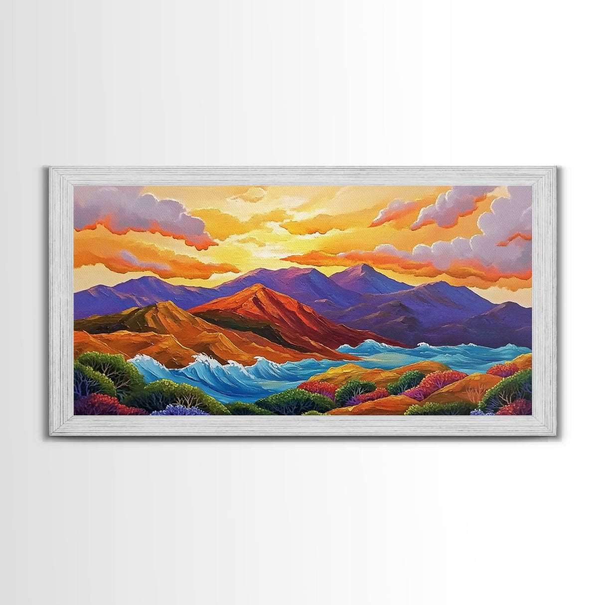 Sunset Ridge, Ocean Breeze, Autumn Mountains, Canvas Print, Warm Fall Wall Art, Rustic Living Room, Earthy Nature Artwork