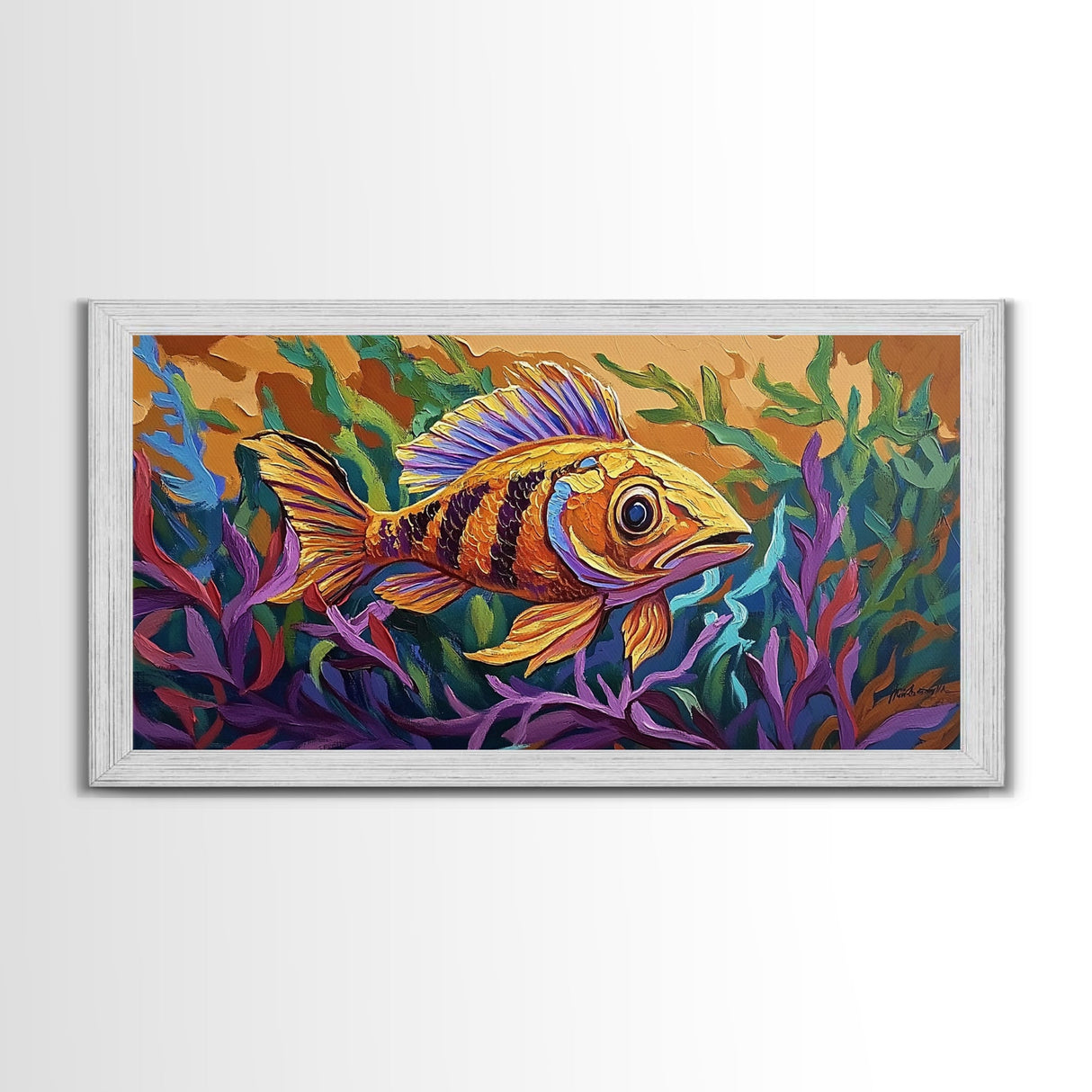 Fish Ocean, Bold, Art, Canvas Print, vibrant tropical fish, Bathroom Wall Art, nautical ocean art, kids beach decor, coastal painting