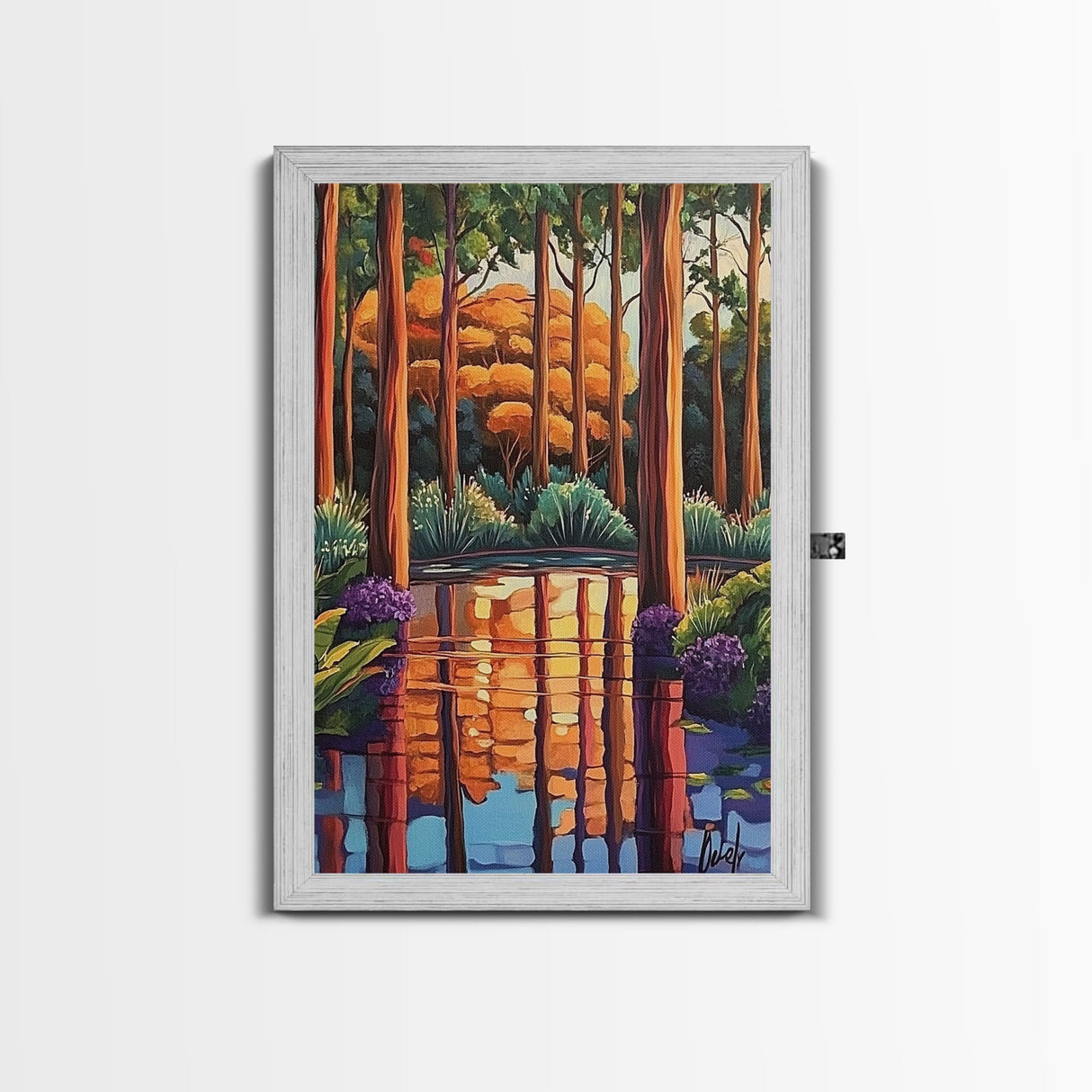 Forest Reflections, Tranquil, Trees, Canvas Print peaceful landscape art, serene nature wall decor, cabin bathroom art, rustic boho style
