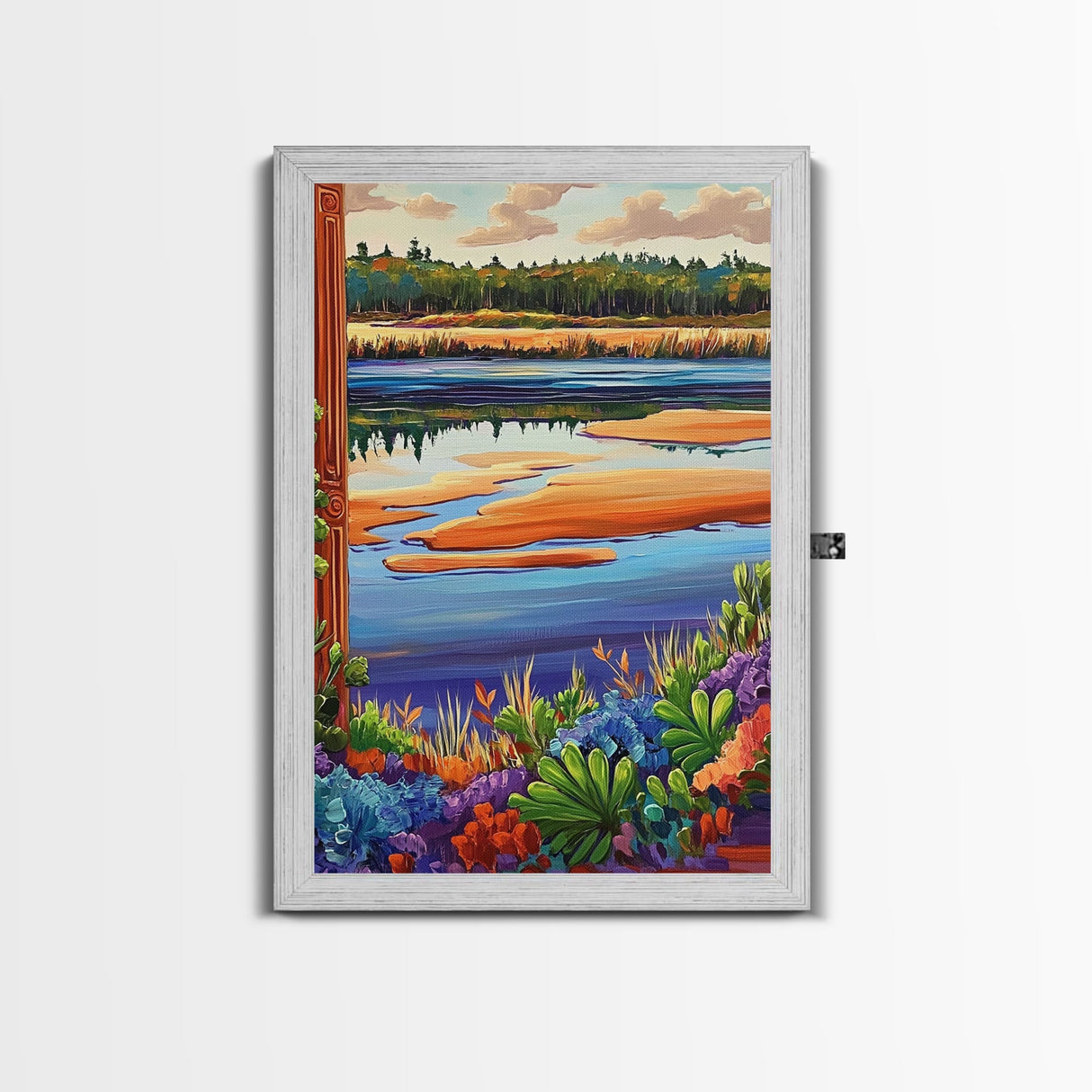 River Marsh, Reflection, Nature Landscape Canvas Print, Peaceful Lake Wall Art, Dining Room Decor, Tranquil Scenic Artwork