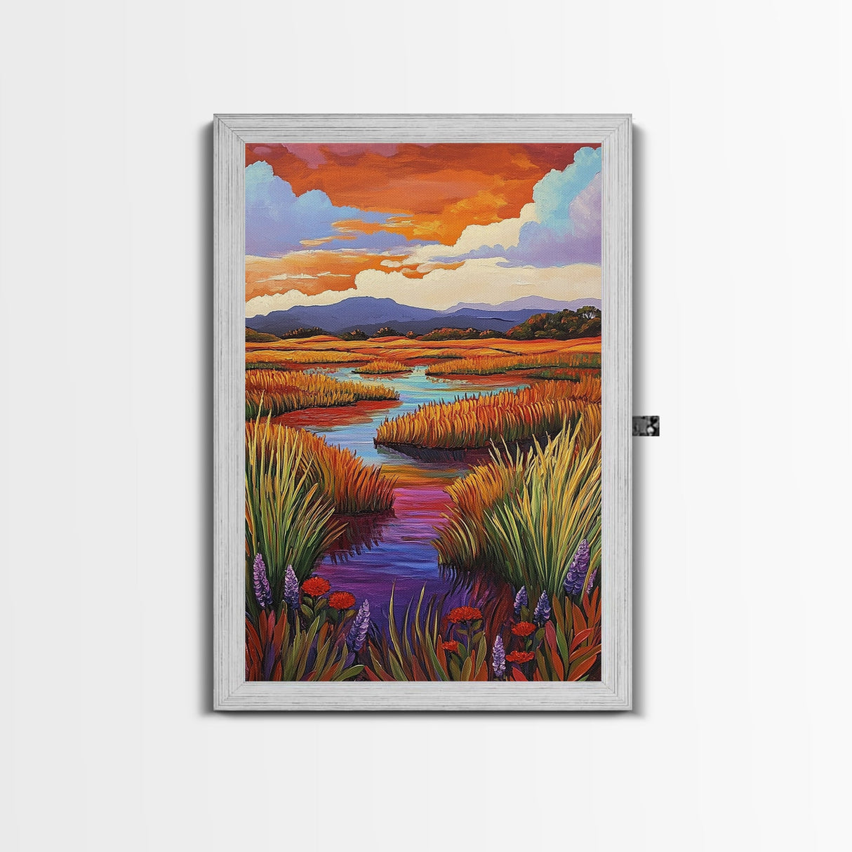 Autumn Wetlands, Sunset Marsh, Nature Escape, Rustic Color Landscape, Farmhouse Style, Fall Decor, Canvas Print, Entryway Wall Art