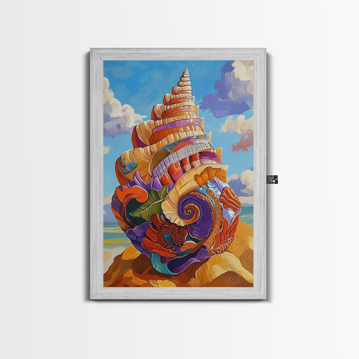 Seashell Swirl, Nautical Shell, Coastal Colors, Beach Dreams, Framed Canvas Print, beach house decor, shell wall art, ocean lover gift