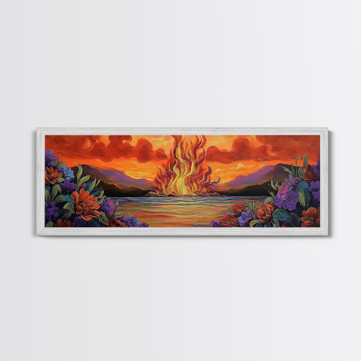 Burning Sky, Sunset Fire, Vibrant Nature, Canvas Print, Fall wall decor, dramatic sky wall art, living room art, abstract art