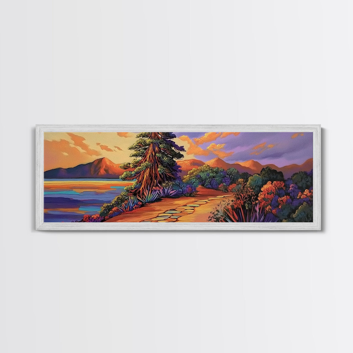 Sunset Trail, Mountain Path, Vibrant Nature, Canvas Print, Colorful Landscape Art, Rustic Home Decor, Fall Living Room Wall Art