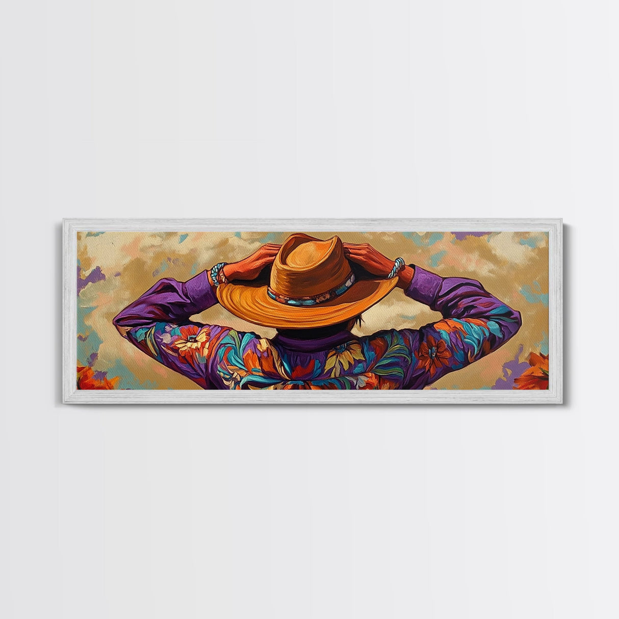 Southwestern Style, Cowboy Art, Desert Vibes, Sunset Palette, Framed Canvas Print, Rustic Western Wall Art, Office Decor, Colorful Home Accent