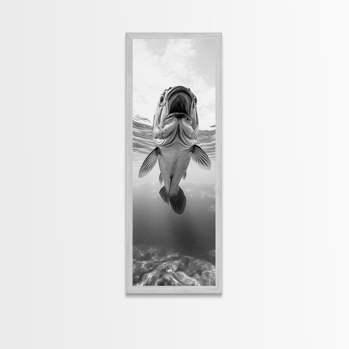 Underwater Fish, Marine Life, Ocean Perspective, Bold Wildlife, Aquatic Beauty, Framed Canvas Print, Kids Room Wall Art, Nautical Style Decor