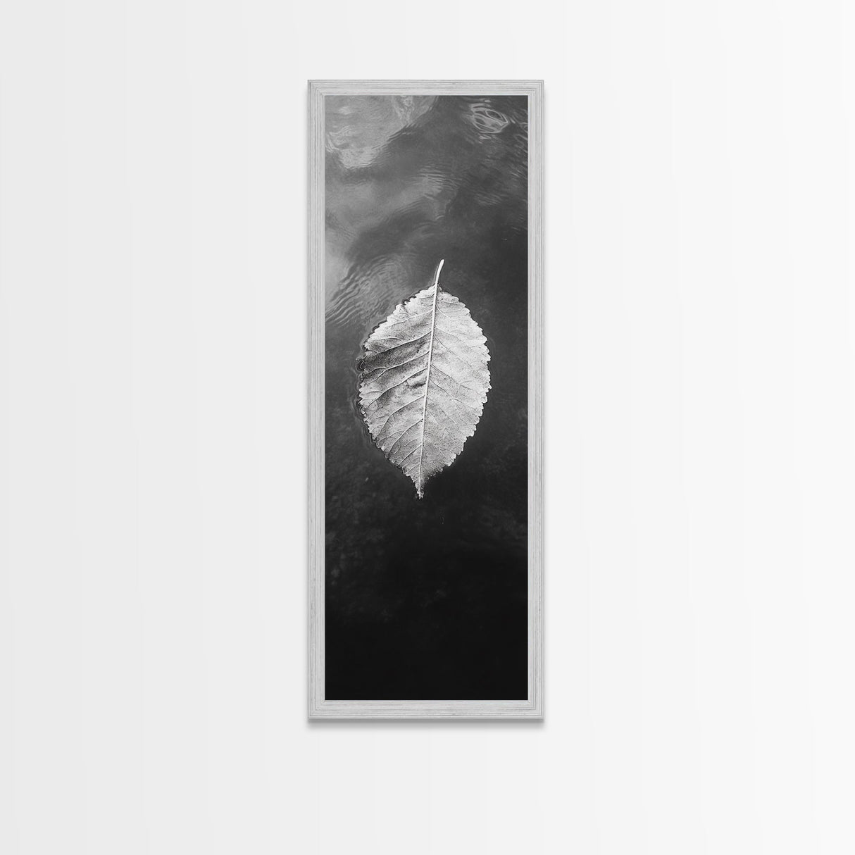 Floating Leaf, Autumn Stillness, Water Reflection, Framed Canvas Print, Fall inspired decor, Bathroom minimalist art, Botanical nature gift