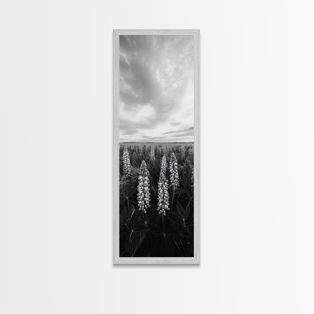 Lupine Field, Blooming Flowers, Meadow Horizon, Framed Canvas Print, Botanical Wall Art, Bedroom Decor, Nature-Inspired, Boho Floral Art