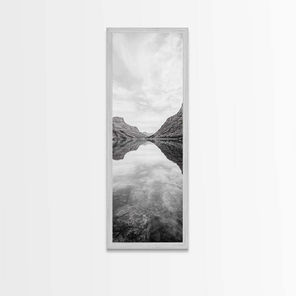 Mountain Lake, Glassy Water, Serene Reflection, Canvas Print, Bedroom Wall Art, Nature Photography, Minimalist Decor, Tranquil Vibe