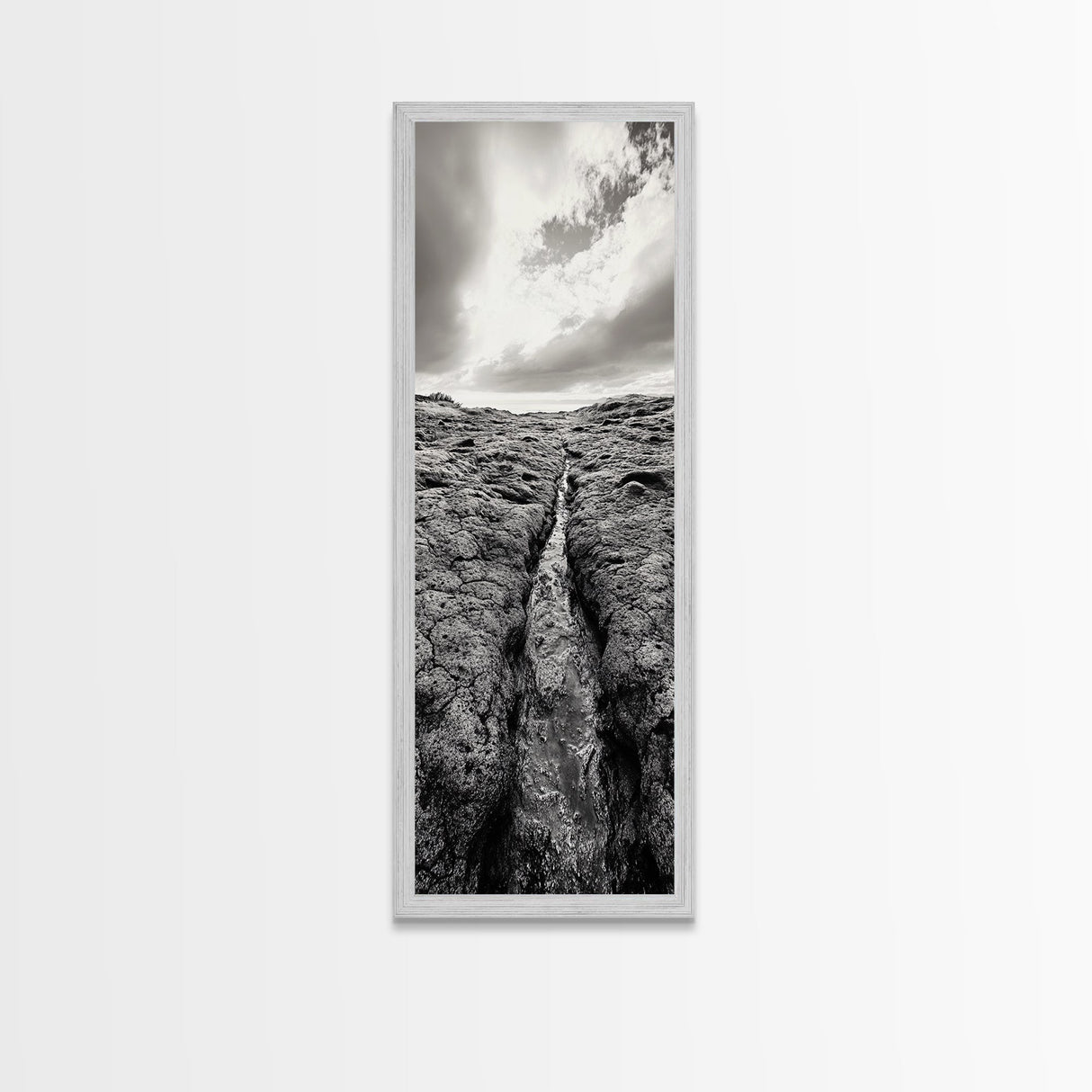 Lava Rock Path, Ocean Texture, Earth Flow, Framed Canvas Print, Coastal Bathroom Decor, Minimalist Natural Art, Moody Landscape Print