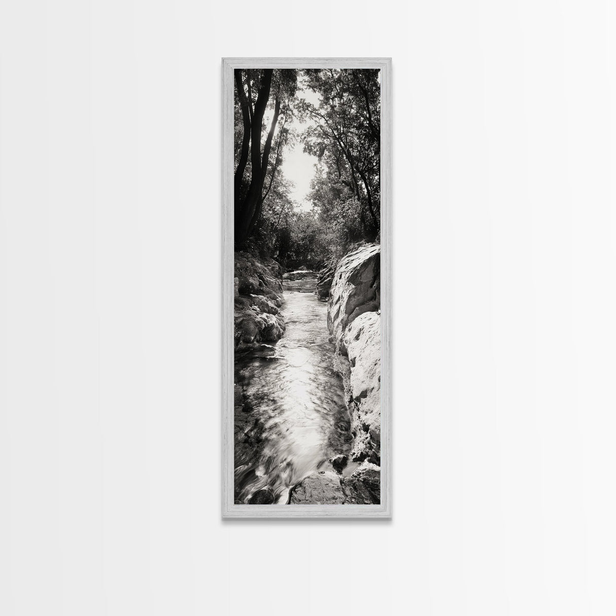 River Light Path, Black White Nature, Zen Landscape, Forest Photography, Canvas Print, Rustic Home Decor, Entryway Wall Art, Cabin Wall Art