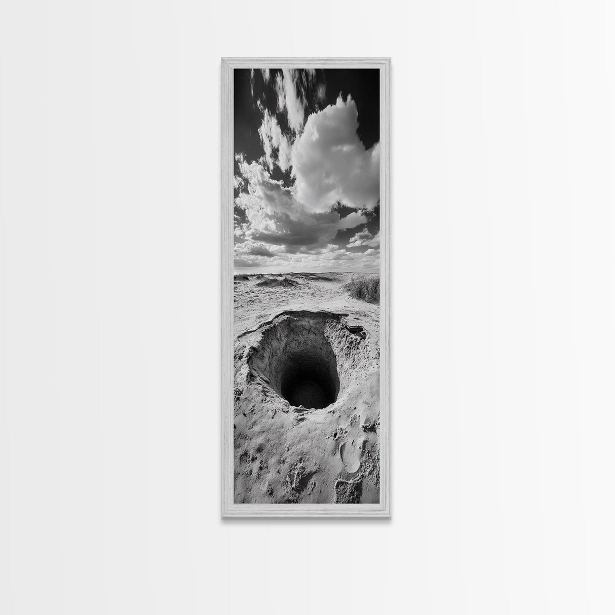 Desert Sinkhole Scene, Mysterious Landscape, Surreal Earth Art, Framed Canvas Print, Moody Bedroom Print, Office Wall Art, Cabin Wall Art