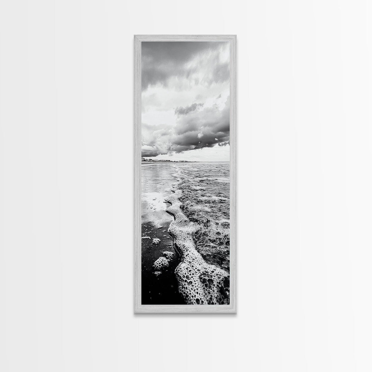 Stormy Waves, Sea Foam, Coastal Ocean, Canvas Print, Moody Seascape, Neutral Wall Art, Beach Bathroom or Entryway Home Decor