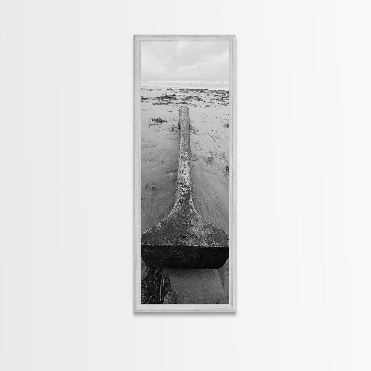 Anchor in Sand, Washed Shoreline, Ocean Metal, Canvas Print, Rustic Coastal Wall Art, Nautical Bedroom Print, Living Room Decor