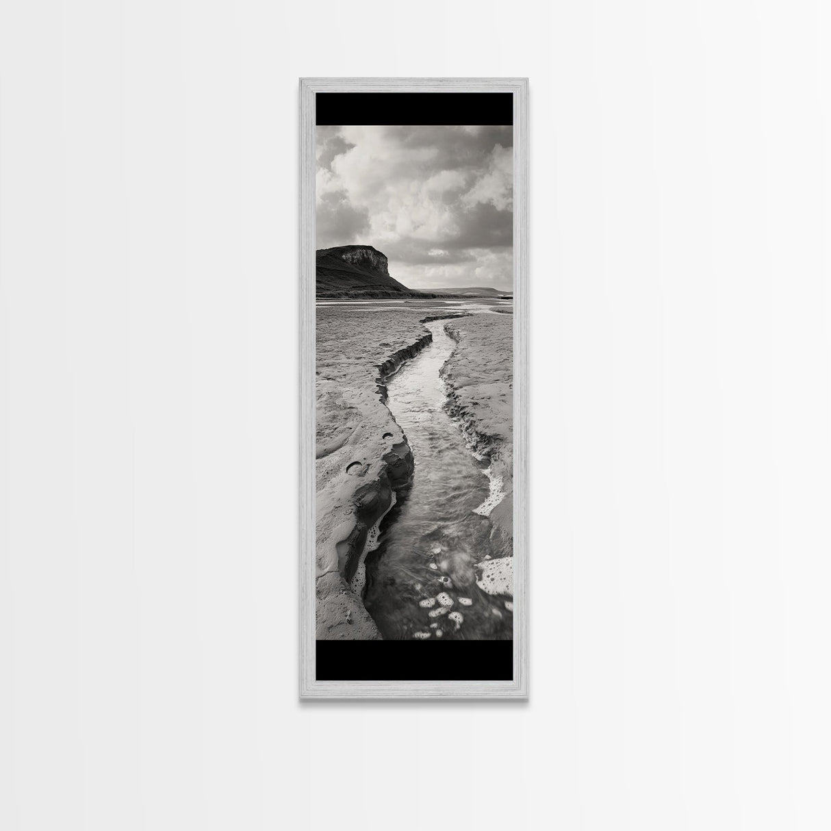 River Path Art, Coastal Landscape Decor, Nature Scene Wall Art, Minimalist Earth Tones, Framed Canvas Print, Beach House Vibe