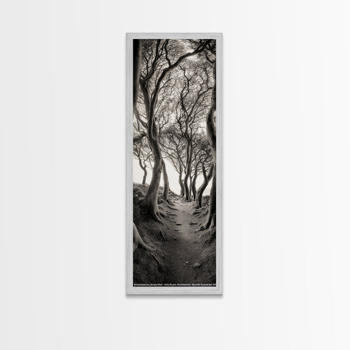Twisted Trees, Enchanted Path, Forest Tunnel, Autumn Mood, Mystical Nature Framed Canvas Print, Fall Entryway Wall Art, Rustic Decor