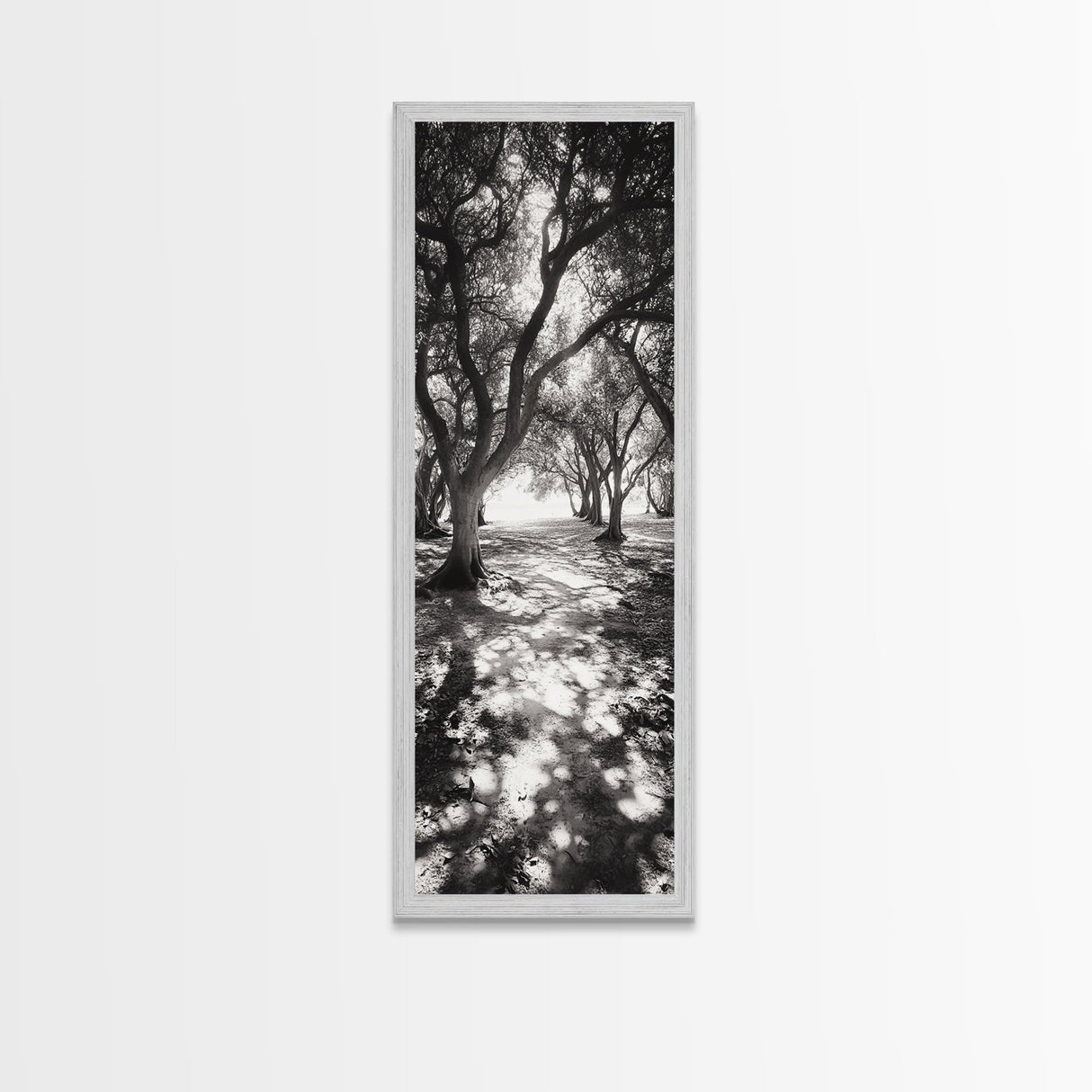 Tree Shadows, Woodland Light, Forest Stroll, Peaceful Canopy, Dappled Light Canvas Print, Cozy Living Room Wall Art, Autumn Decor