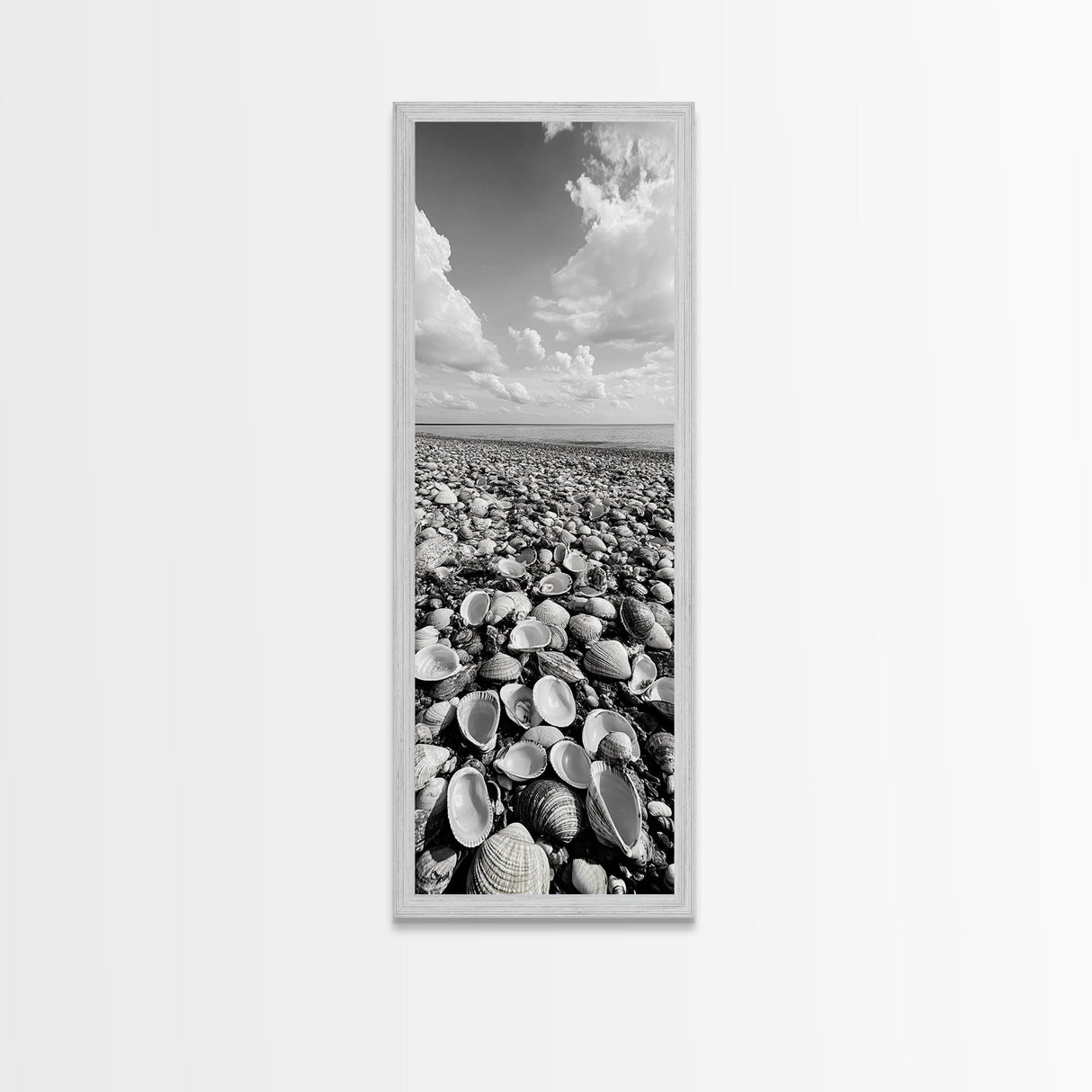 Shell Beach, Coastal Texture, Seashell Ground, Nature’s Bounty, Rustic Ocean Canvas Print, Neutral Kitchen Wall Art, Boho Coastal Style