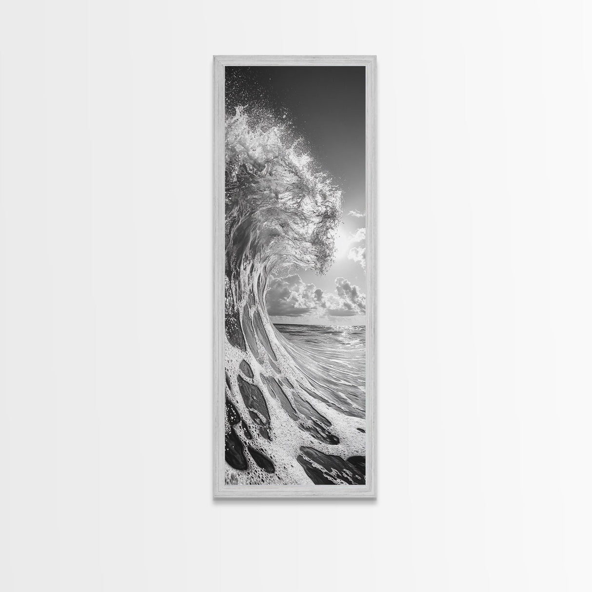 Ocean Wave, Splash Art, Dramatic Sea, Framed Canvas Print, Surfer Gift, Beach House Decor, Dynamic Water Scene, Nature Photography