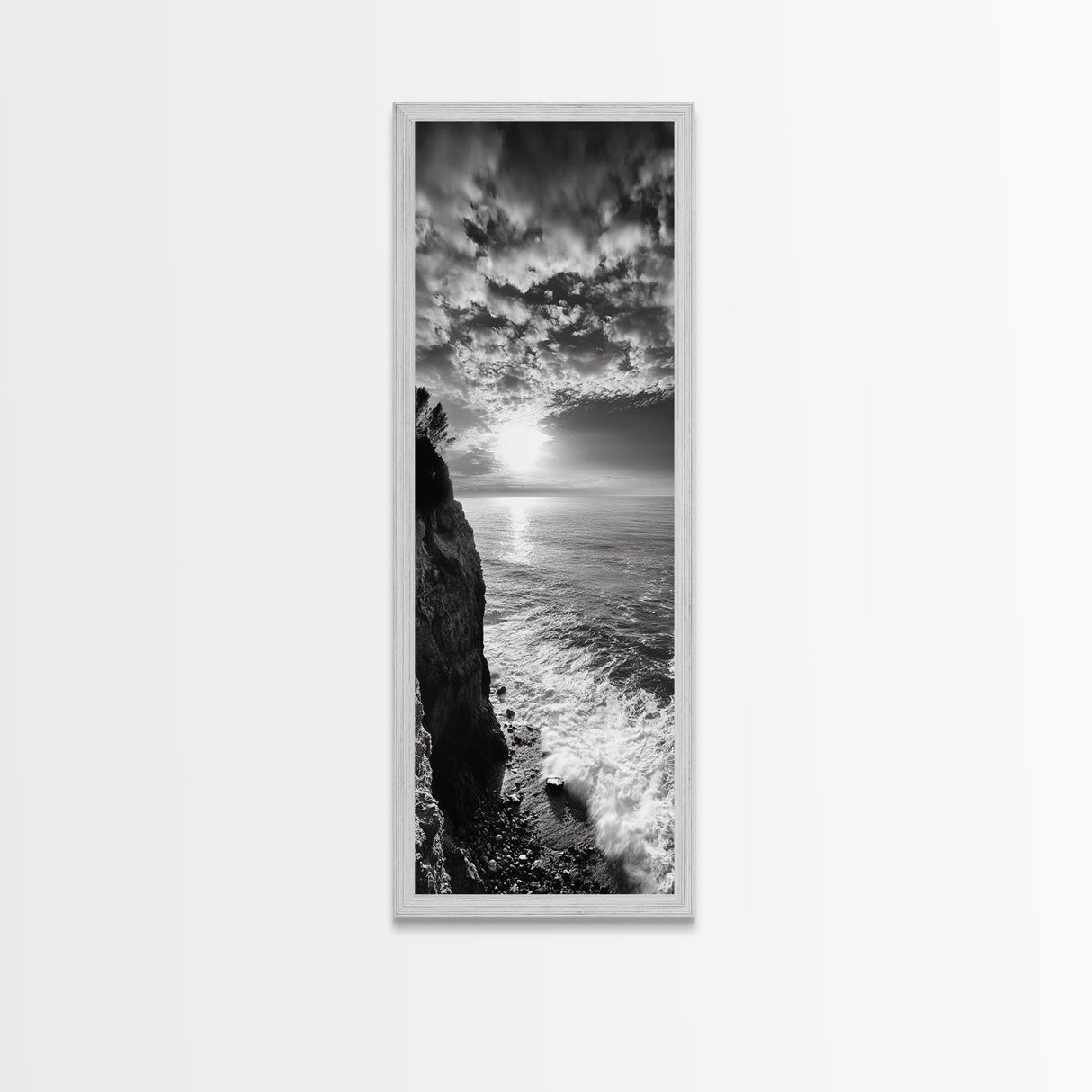 Cliff Edge, Ocean Breeze, Golden Hour, Scenic Overlook, Framed Canvas Print, Landscape Photography, Hallway Wall Art, Boho Style