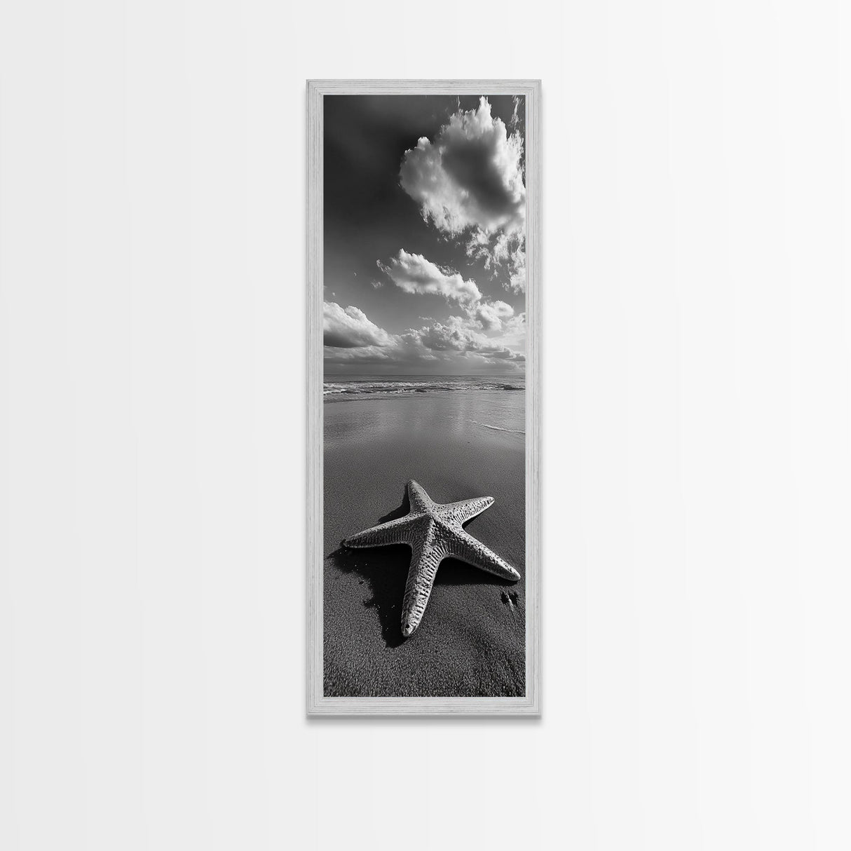 Starfish Beach, Shoreline Calm, Ocean Minimalism, Canvas Print, Coastal Living Room Wall Art, Nautical Bathroom Decor, Beach House Style