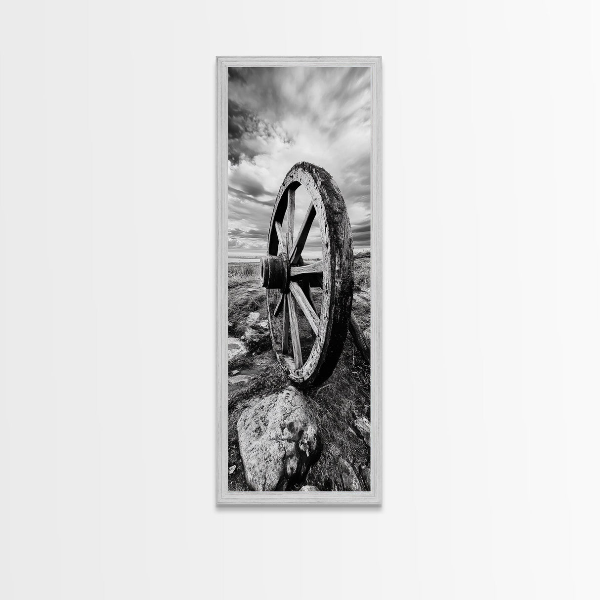 Prairie Wagon Wheel, Antique Rustic Wall Decor, Western Homestead Art, Barnhouse Style Print, Canvas Print, Fall Living Room Art
