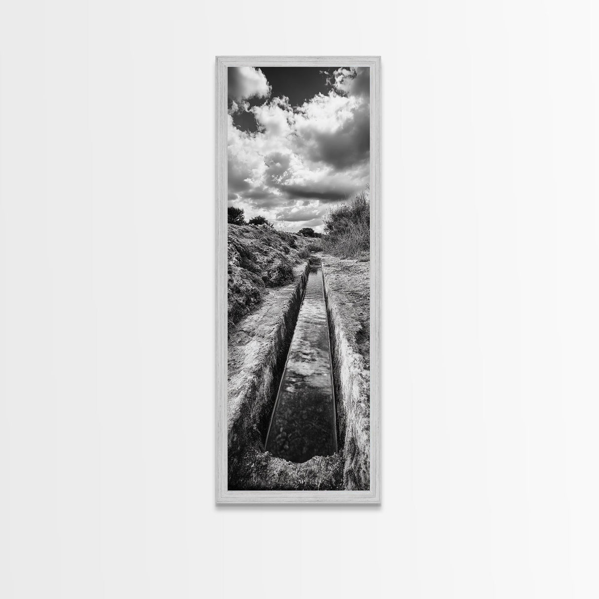 Stone Water Channel, Ancient Pathway Art, Moody Landscape Photography, Historical Wall Decor, Study or Hallway Accent, Canvas Print