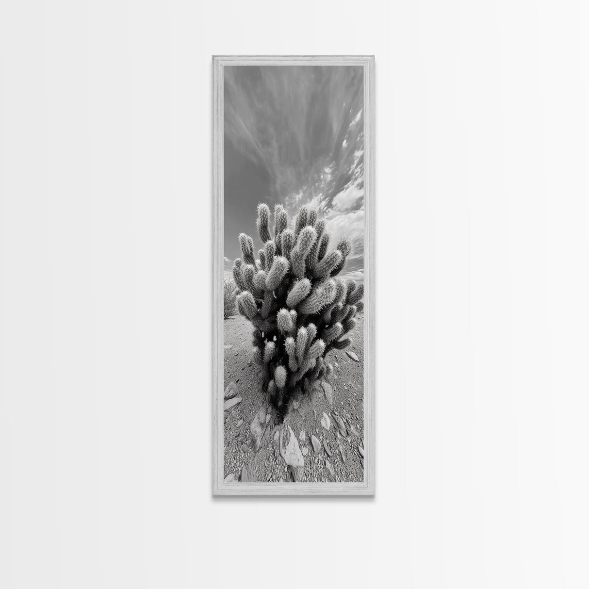 Desert Cactus, Nature Photography, Black White Art, Canvas Print, Boho Western Wall Decor, Modern Rustic Living Room Art, Nature Print