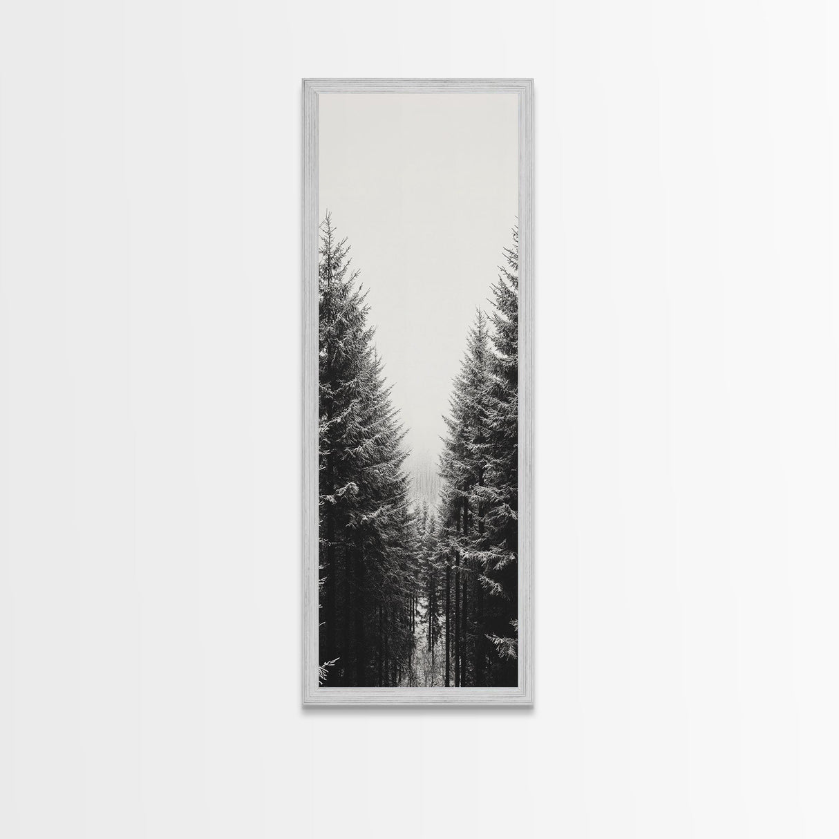 Snowy Forest, Pine Trees, Winter Woods, Minimal Art, Nordic Aesthetic, Canvas Print, Christmas Decor, Cozy Living Room Wall Art