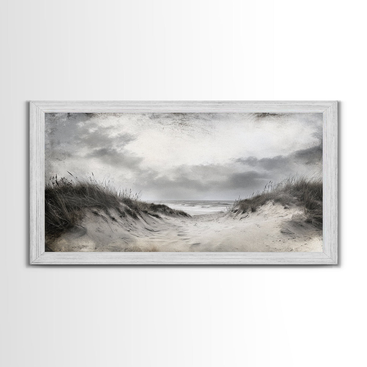 Coastal Dunes Path, Windy Beach Scene, Ocean Wall Art, Nature Landscape, Framed Canvas Print, Rustic Decor, Entryway Wall Art