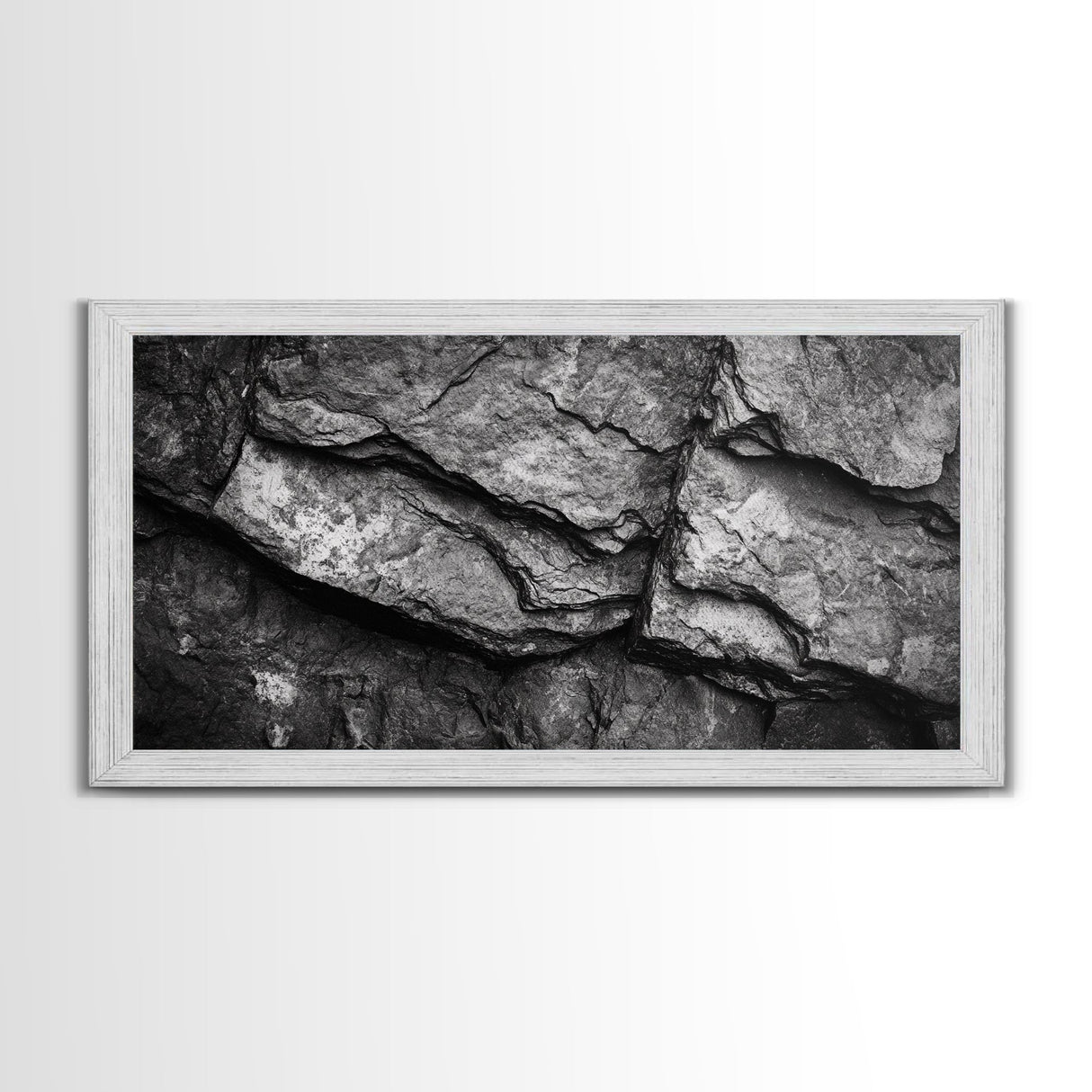 Stone Texture Closeup, Abstract Rock Pattern, Black and White Minimalist, Canvas Print, Modern Wall Art, Office Decor, Earthy Tones