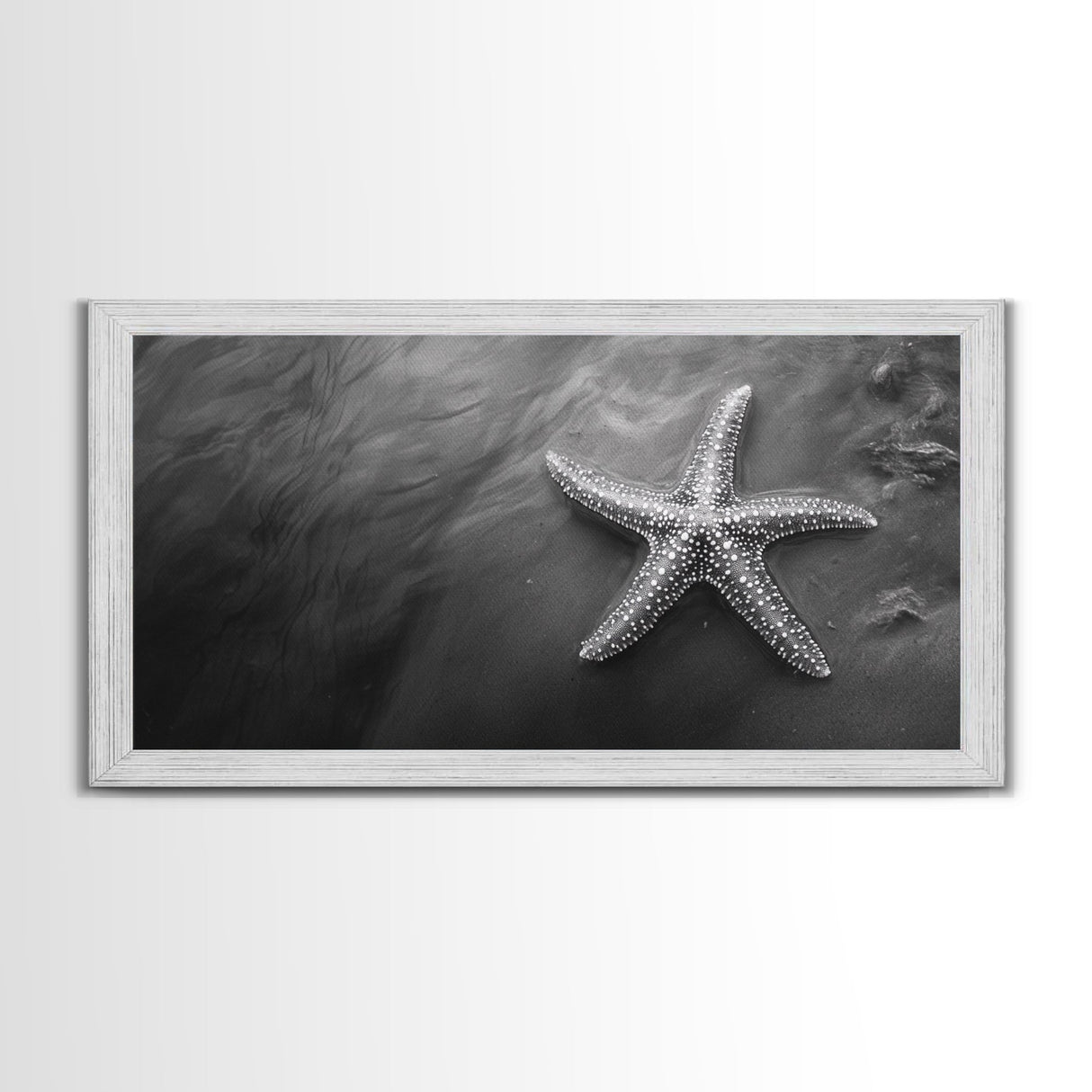 Ocean Starfish, Seashore Calm, Coastal Nature Print, Beach Zen Decor, Framed Canvas Print, Minimalist Bathroom Art, Ocean Wall Piece