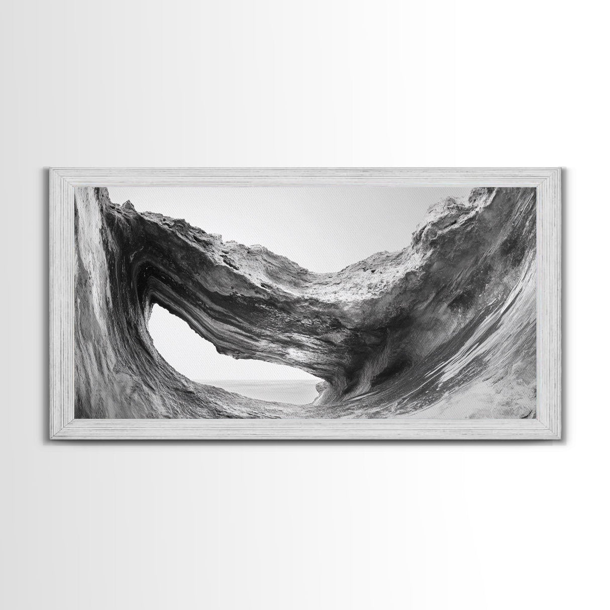 Ocean Cave, Textured Rock, Seaside Mystery, Canvas Print, Coastal Wall Art, Nature Photography, Bathroom Decor, Abstract Sea Cave