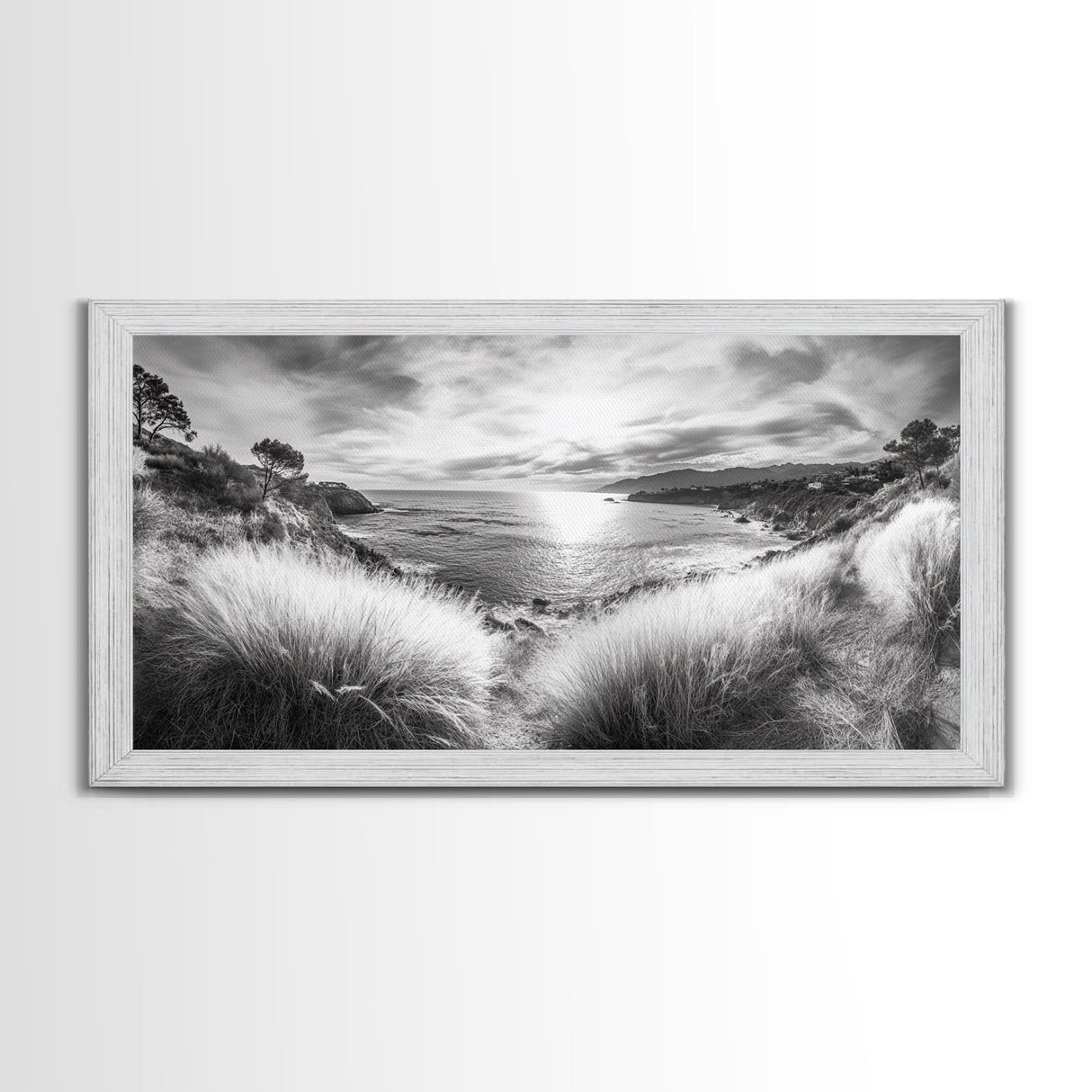 Coastal Bluff Sunset, Seaside Horizon View, Beach Landscape Scene, Serene Decor, Canvas Print, Living Room or Hallway Wall Art