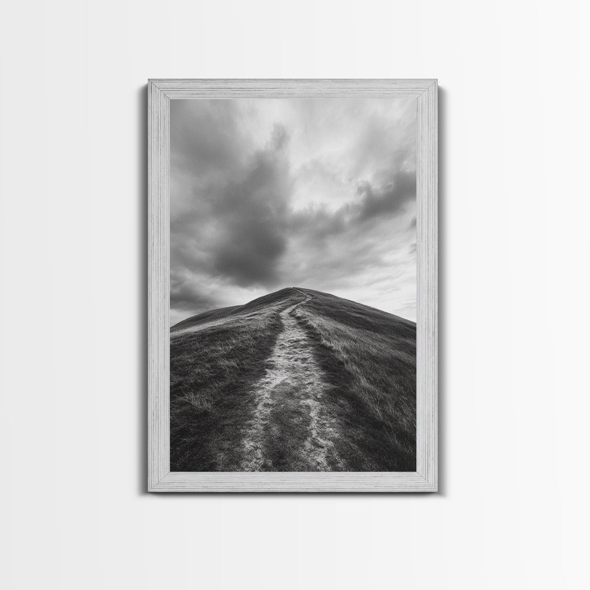 Winding Path, Hilltop View, Cloudy Horizon, Minimalist Landscape, Canvas Print, Bedroom Wall Art, Serene Decor, Fall Art Piece