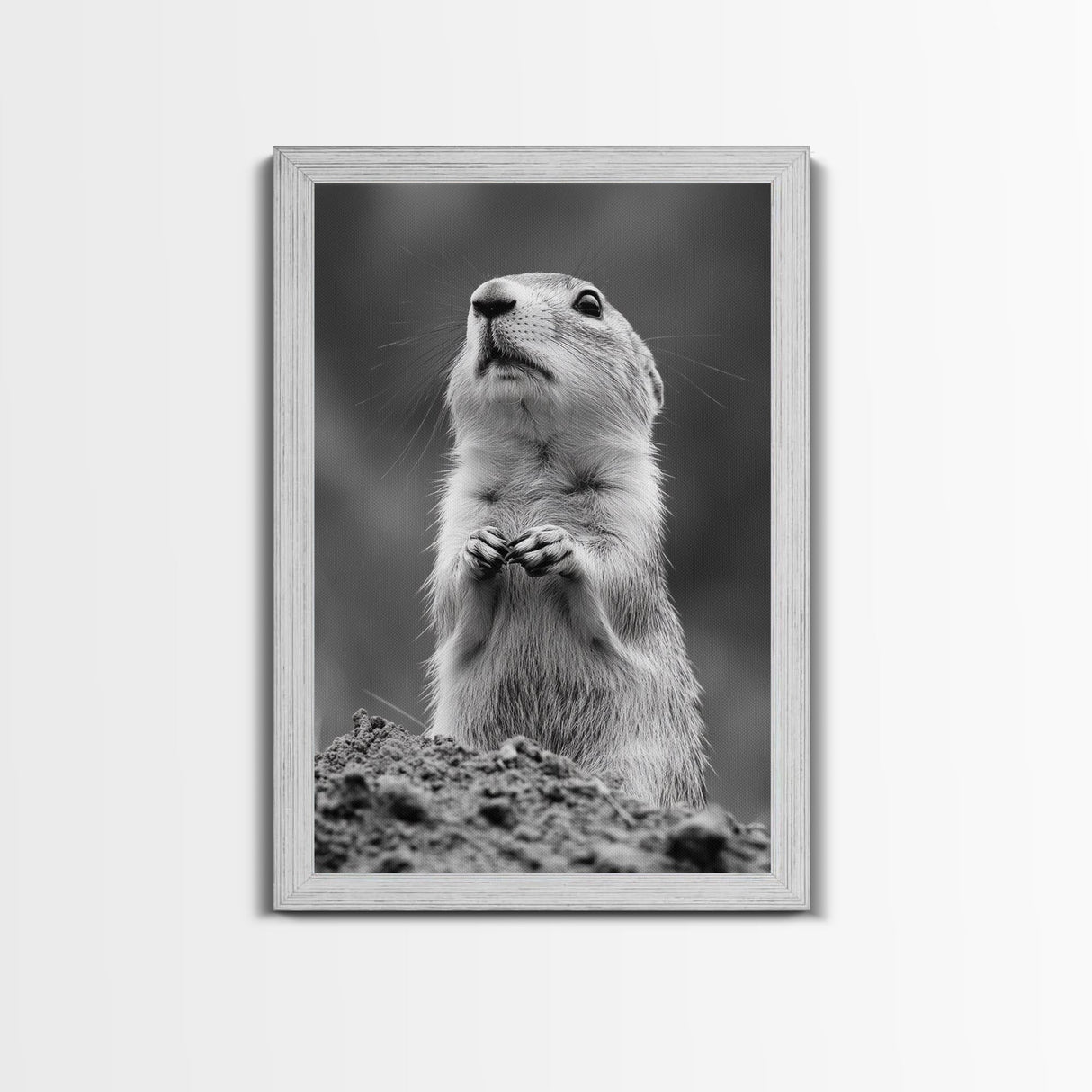 Prairie Dog, Wildlife Watch, Nature Moment, Framed Canvas Print, Whimsical Animal Wall Art, Nursery Decor, Cute Forest Creature
