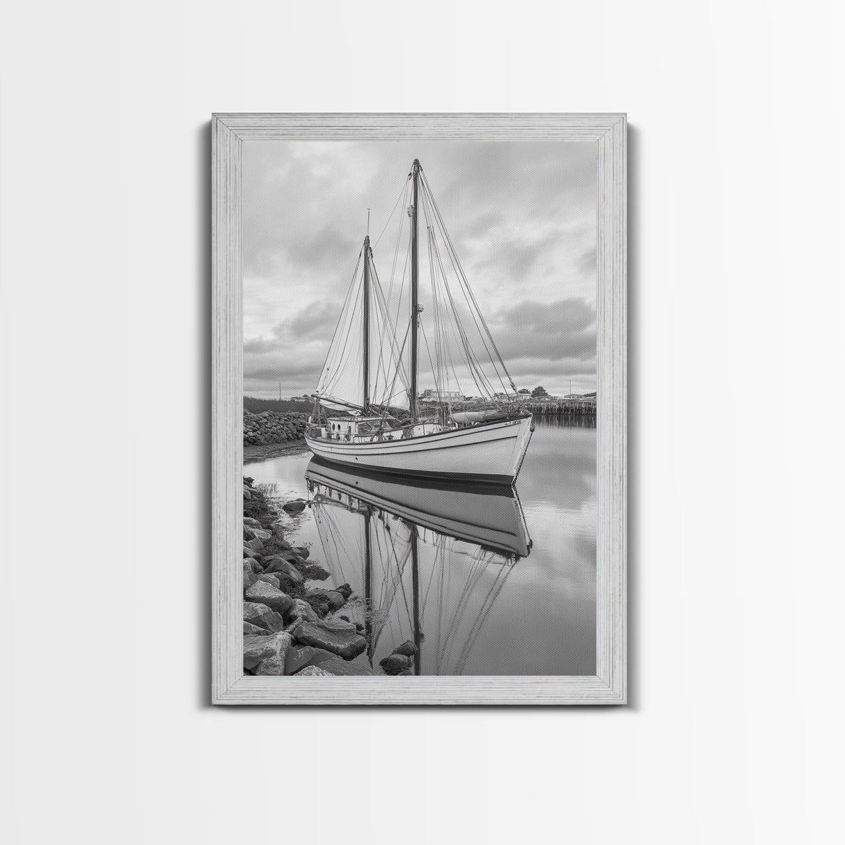 Sailboat Reflection, Harbor Calm, Nautical Scene, Canvas Print, Coastal Wall Art, Beach House Decor, Ocean Photography, Bathroom Art