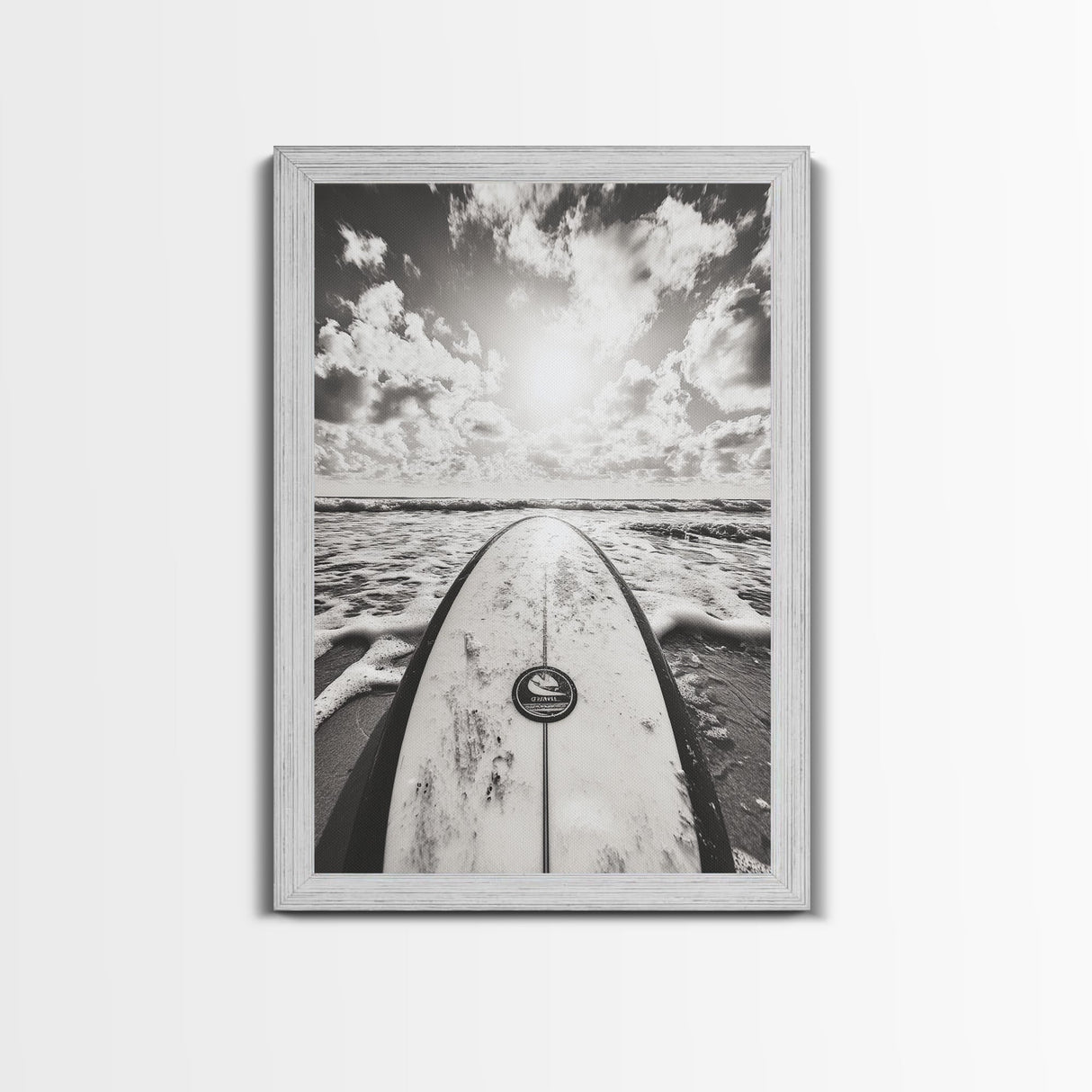 Surfboard Horizon, Ocean Waves, Beach Photography, Summer Vibes, Canvas Print, Teen Room Wall Art, Coastal Decor, Modern Surf Art