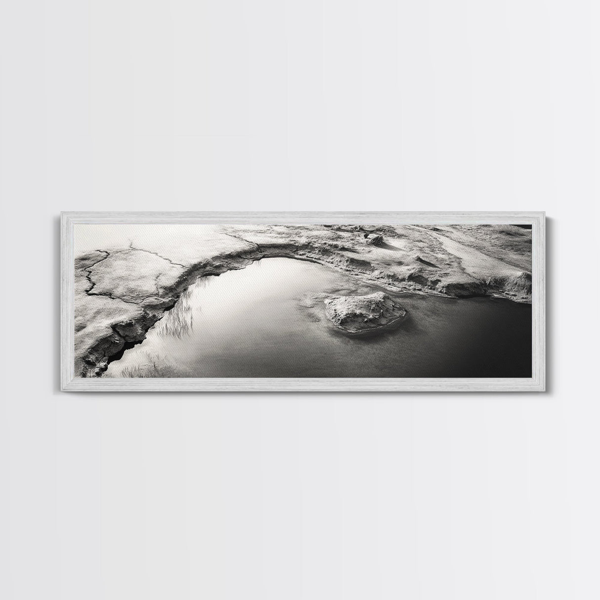 Minimalist Pond, Earth Texture, Fine Art Landscape, Framed Canvas Print, Neutral Wall Decor, Bathroom Wall Art, Modern Earthy Tones