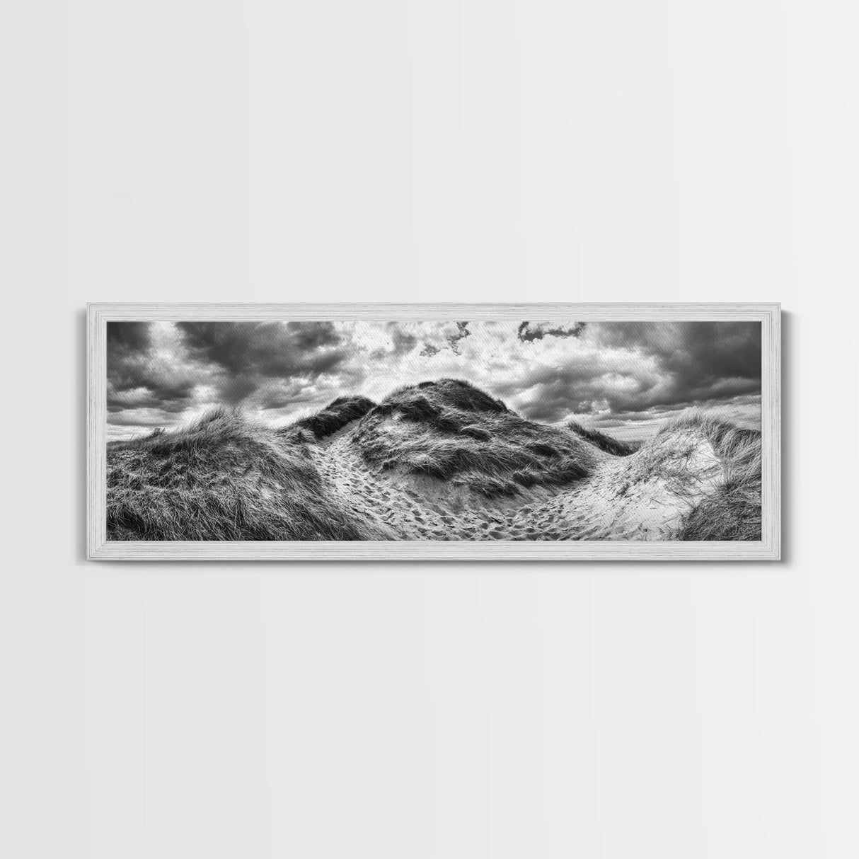 Windswept Dune Trail, Dramatic Sky, Nature Path, Beach Landscape, Framed Canvas Print, Rustic Wall Art, Fall Decor, Bedroom Art, Boho Vibes